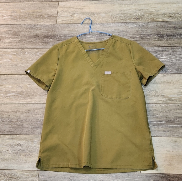Figs Tops - Figs Woman's Martini Olive Green Scrub Top Size Small
